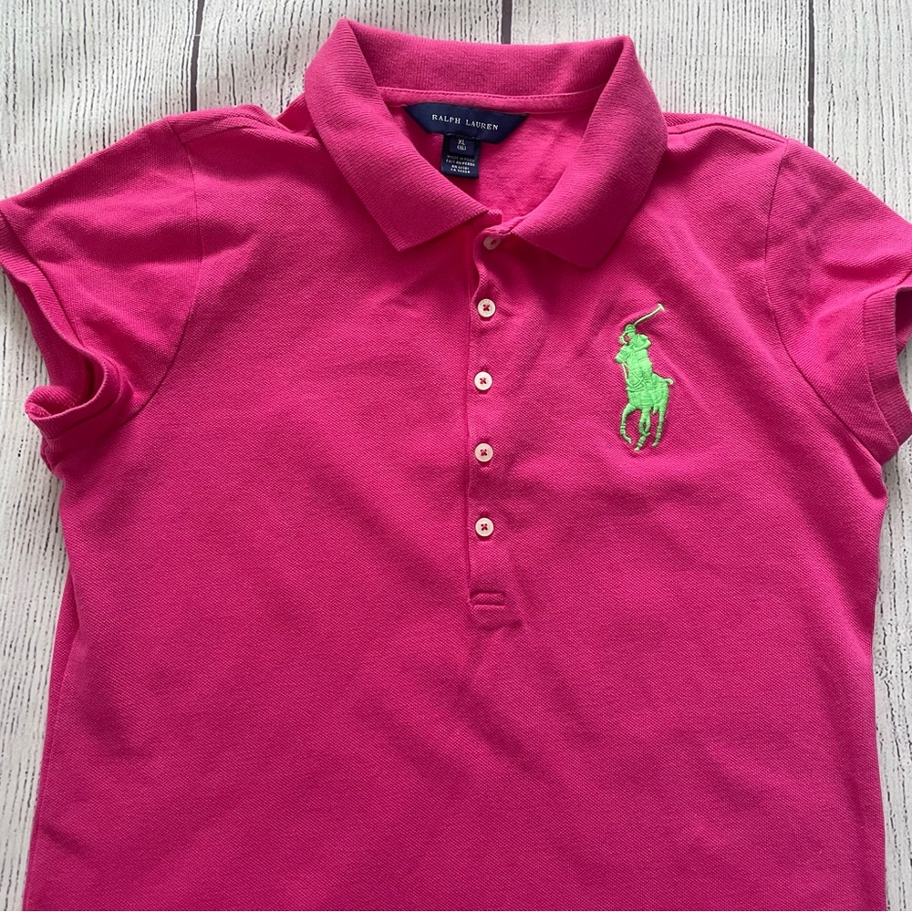 Ralph Lauren Hot Pink Three Button Short Sleeve Polo Dress Size XL (16) - Picture 3 of 7